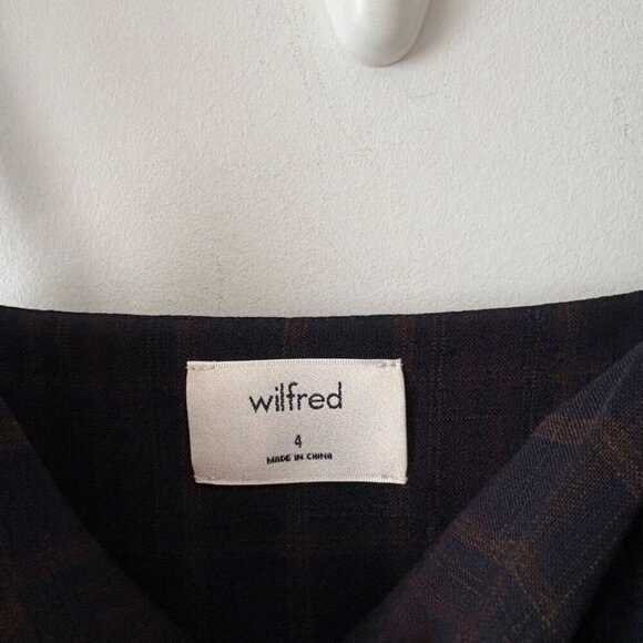 Aritzia Wilfred New Classic Isabelle Check Plaid Mini Dress Dark Navy Size 4 - Picture 8 of 9